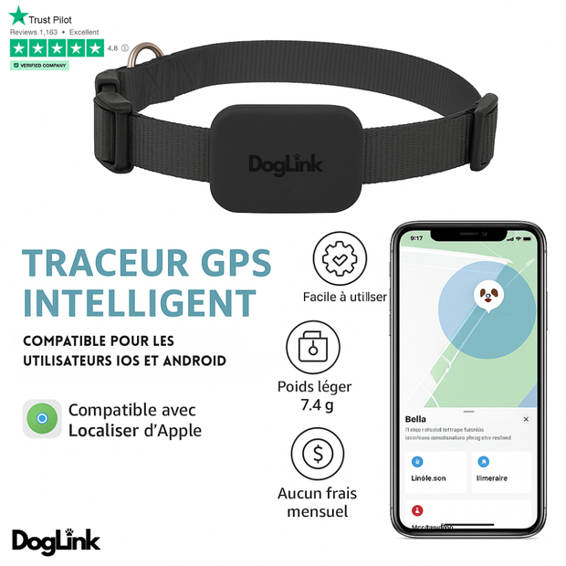 Airtag collier pour chiens + Smartdock