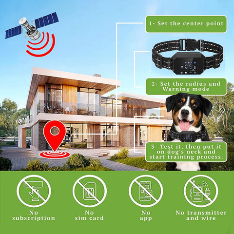 Collier de dressage pour chien 1000 m, GPS électrique, clôture sans fil, IPX7, étanche, électronique, pour chiens de petite, moyenne et grande taille