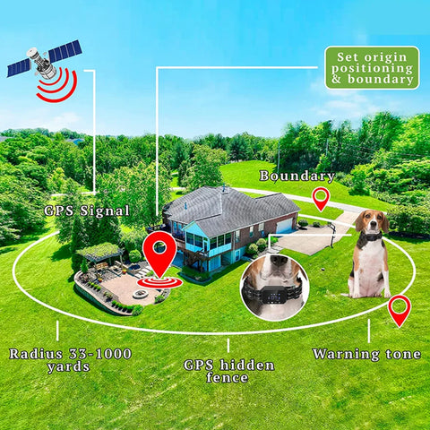 Collier de dressage pour chien 1000 m, GPS électrique, clôture sans fil, IPX7, étanche, électronique, pour chiens de petite, moyenne et grande taille