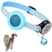 Collier GPS pour chat avec étiquette nominative QR et support AirTag, protection 2 en 1, collier réfléchissant pour chaton, étui AirTag pour chats