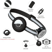 Collier GPS pour chat avec étiquette nominative QR et support AirTag, protection 2 en 1, collier réfléchissant pour chaton, étui AirTag pour chats